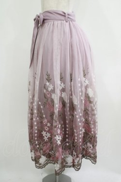 画像2: axes femme / グラデチュール刺繍スカート M 淡ピンク H-25-08-21-036-AX-SK-NS-ZH