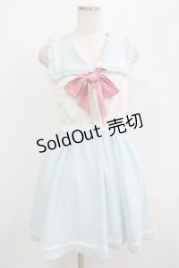 TRALALA byLIZ LISA / セーラーノースリーブワンピース Free オフ/サックス H-25-08-21-039-LO-OP-NS-ZH
