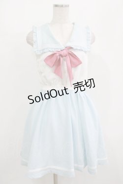 画像1: TRALALA byLIZ LISA / セーラーノースリーブワンピース Free オフ/サックス H-25-08-21-039-LO-OP-NS-ZH