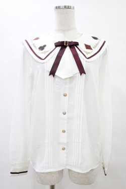 画像1: Amavel / トランプのデコレーションケーキジャボブラウス Free オフ H-25-08-21-1048-CA-BL-NS-ZH
