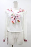 Ank Rouge / ストロベリープリントセーラーブラウス M オフ/ピンク H-25-08-21-1050-CA-BL-NS-ZH