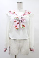 Ank Rouge / ストロベリープリントセーラーブラウス M オフ/ピンク H-25-08-21-1050-CA-BL-NS-ZH