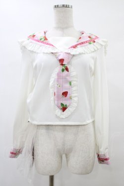 画像3: Ank Rouge / ストロベリープリントセーラーブラウス M オフ/ピンク H-25-08-21-1050-CA-BL-NS-ZH