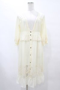 axes femme / 透けレースロングカーディガン M 生成り H-25-08-21-1055-AX-TO-NS-ZH