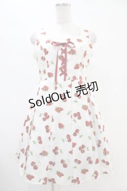画像1: Ank Rouge / ランダムチェリーベリーフロントスピンドルジャンパースカート M オフ H-25-08-21-1013-CA-OP-NS-ZH
