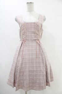 axes femme / チェック柄ジャンパースカート M ピンク H-25-08-21-1017-AX-OP-NS-ZH