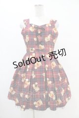 Ank Rouge / テディ柄スピンドルワンピース M ワイン H-25-08-21-1021-CA-OP-NS-ZH