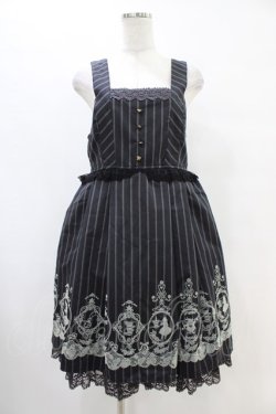 画像1: axes femme / フロッキーptレジメ柄ワンピース(Disney) M ブラック H-25-08-21-1024-AX-OP-NS-ZH