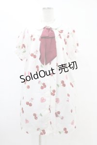 Ank Rouge / Lacy Heart Cherryシャツワンピース M オフ H-25-08-21-1003-CA-OP-NS-ZH