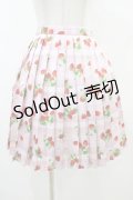 Ank Rouge / ストロベリープリントプリーツスカート M ピンク H-25-08-21-1037-CA-SK-NS-ZH