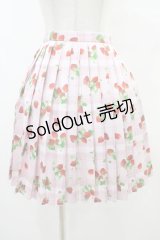 Ank Rouge / ストロベリープリントプリーツスカート M ピンク H-25-08-21-1037-CA-SK-NS-ZH