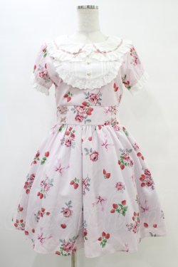 画像1: Ank Rouge / ストロベリーローズリボンワンピース M ピンク H-25-08-21-1004-CA-OP-NS-ZH