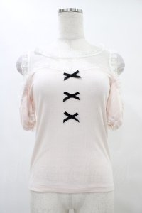 Ank Rouge / チュール切り替え肩開きトップス M ピンク H-25-08-21-1040-CA-TO-NS-ZH