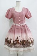 axes femme / グラデーションお城柄ワンピース M ピンク H-25-08-21-007-AX-OP-NS-ZH