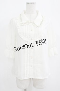 画像1: axes femme POETIQUE / 薔薇モチーフ付ブラウス M オフ H-25-08-21-063-AX-BL-NS-ZH