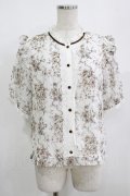 axes femme / ブーケ線画柄ドットドビーブラウス M オフ/ブラウン H-25-08-21-069-AX-BL-NS-ZH