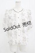 axes femme / ブーケ線画柄ドットドビーブラウス M オフ/ブラウン H-25-08-21-069-AX-BL-NS-ZH