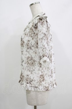 画像2: axes femme / ブーケ線画柄ドットドビーブラウス M オフ/ブラウン H-25-08-21-069-AX-BL-NS-ZH