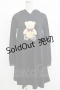Ank Rouge / テディベアプリントパーカーワンピース M ブラック H-25-08-21-075-CA-OP-NS-ZH