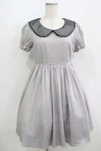 Ank Rouge / ドットチュール襟ワンピース M グレー H-25-08-21-017-CA-OP-NS-ZH