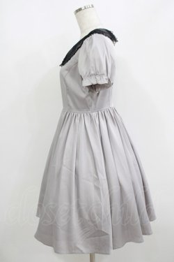 画像2: Ank Rouge / ドットチュール襟ワンピース M グレー H-25-08-21-017-CA-OP-NS-ZH