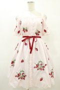 Ank Rouge / ストロベリー刺繍オフショルワンピース M ピンク H-25-08-22-1014-CA-OP-NS-ZH