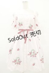 Ank Rouge / ストロベリー刺繍オフショルワンピース M ピンク H-25-08-22-1014-CA-OP-NS-ZH