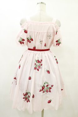 画像2: Ank Rouge / ストロベリー刺繍オフショルワンピース M ピンク H-25-08-22-1014-CA-OP-NS-ZH