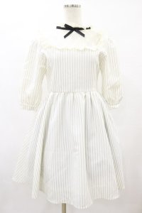 Ank Rouge / ヨークレースストライプワンピース M オフ H-25-08-22-1015-CA-OP-NS-ZH