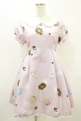 Ank Rouge / SweetDonutsリボンブローチワンピース M ピンク H-25-08-22-1018-CA-OP-NS-ZH
