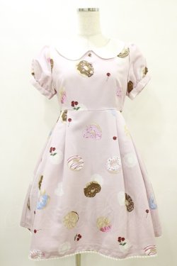 画像1: Ank Rouge / SweetDonutsリボンブローチワンピース M ピンク H-25-08-22-1018-CA-OP-NS-ZH