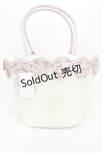 m petit by misako / NINA'Sコラボ リボンファーバッグ  オフ/ピンク H-25-08-22-1003-LO-BG-NS-ZH