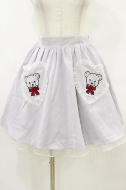 画像1: Ank Rouge / くまちゃんポッケスカート M ブルーグレー H-25-08-22-1030-CA-SK-NS-ZH
