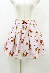 Ank Rouge / ストロベリーブーケ柄スカート M ピンク H-25-08-22-1031-CA-SK-NS-ZH