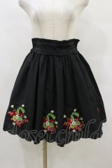 Ank Rouge / ストロベリー刺繍ローンスカート M ブラック H-25-08-22-1032-CA-SK-NS-ZH