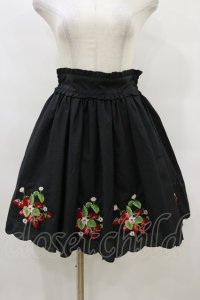 Ank Rouge / ストロベリー刺繍ローンスカート M ブラック H-25-08-22-1032-CA-SK-NS-ZH