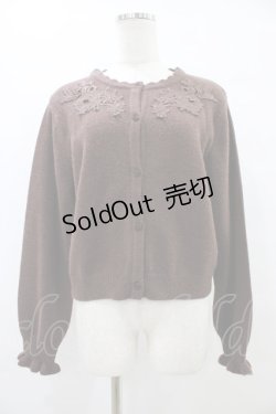 画像1: m petit by misako / AM バラレースニットカーディガン LL ブラウン H-25-08-22-061-LO-TO-NS-ZT313