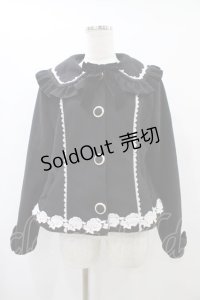 axes femme kawaii / ガーリーリボンショートコート M ブラック H-25-08-22-065-AX-CO-NS-ZH