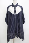 axes femme / ストライプシャツワンピース M ネイビー H-25-08-23-024-AX-TO-NS-ZH