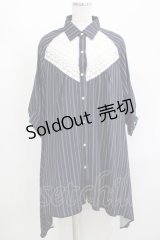 axes femme / ストライプシャツワンピース M ネイビー H-25-08-23-024-AX-TO-NS-ZH