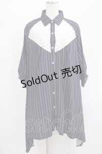 axes femme / ストライプシャツワンピース M ネイビー H-25-08-23-024-AX-TO-NS-ZH