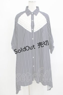 画像1: axes femme / ストライプシャツワンピース M ネイビー H-25-08-23-024-AX-TO-NS-ZH