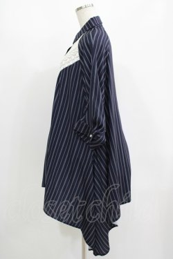 画像2: axes femme / ストライプシャツワンピース M ネイビー H-25-08-23-024-AX-TO-NS-ZH