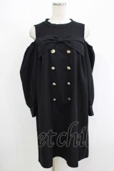 axes femme POETIQUE / リボンデザイン肩あきワンピース M ブラック H-25-08-23-027-AX-OP-NS-ZH