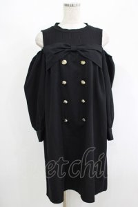 axes femme POETIQUE / リボンデザイン肩あきワンピース M ブラック H-25-08-23-027-AX-OP-NS-ZH