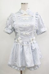 NoGenki / チャイナ風ワンピースセットアップ M サックス H-25-08-23-031-PU-OP-NS-ZH