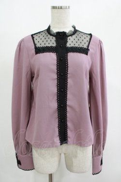 画像1: DearMyLove / 十字架レースブラウス M パープル H-25-08-23-037-EL-BL-NS-ZH