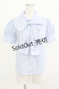 Ank Rouge / ゴシックロゴブラウス M サックス H-25-08-23-041-CA-BL-NS-ZH