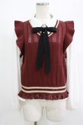 axes femme POETIQUE / チルデンニットベスト付ブラウス M オフ/ボルドー H-25-08-23-047-AX-TO-NS-ZH