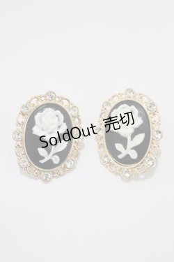 画像1: m petit by misako / ローズカメオイヤリング  ブラック H-25-08-23-052-LO-AC-NS-ZH